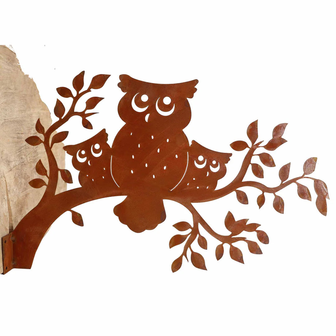 Rost Garten Deko Eulen für Draußen | Vintage Look | Herbstdeko - 50 x 30 cm