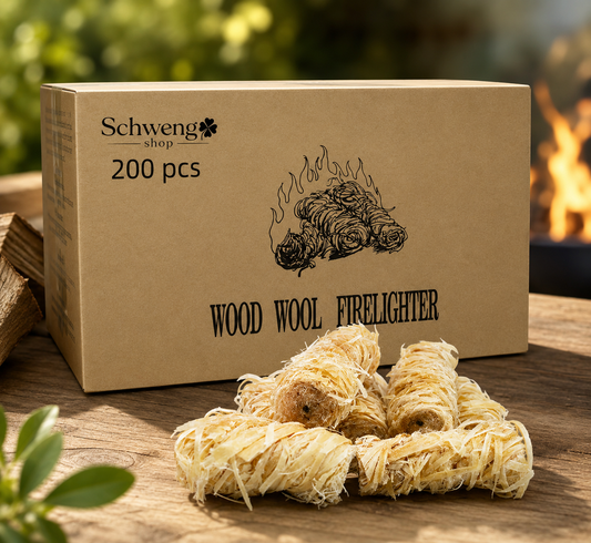 Holzwolle Feueranzünder 200 Stück – für Kamin, Ofen & Grill