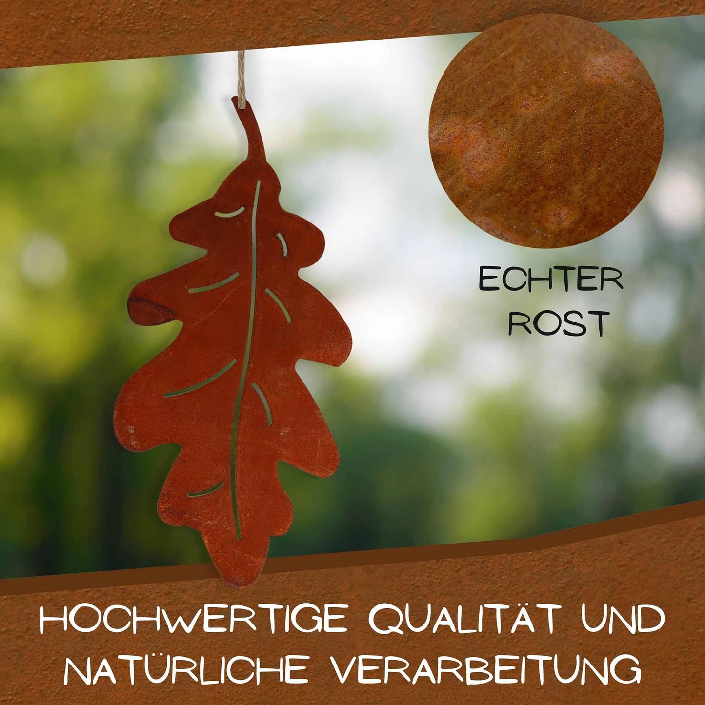 Eichenblatt Herbstdeko Rost | Metalldeko zum Hängen für den Herbst