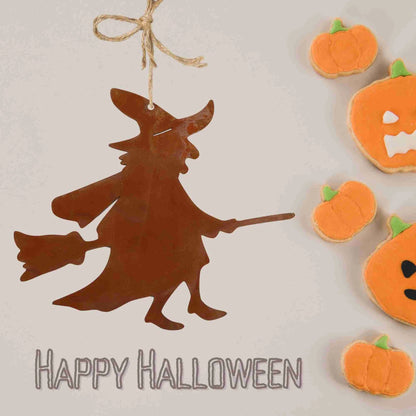Rostige Metall Deko Hexe - Halloween Dekoration für Garten und Haus