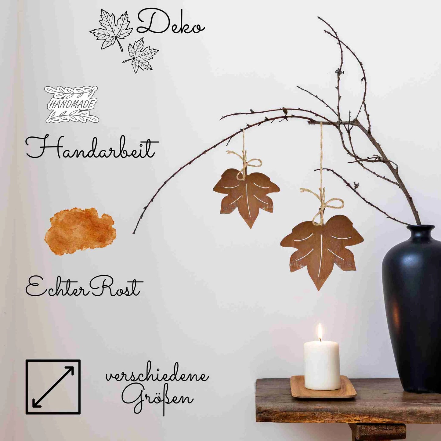 Edelrost Ahornblatt - Metalldeko zum Hängen für den Herbst