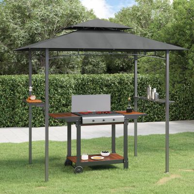 vidaXL Grillpavillon mit Seitenregalen Anthrazit 240x150x243 cm Stahl