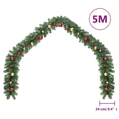 vidaXL Weihnachtsgirlande mit Kugeln und LED-Leuchten 5 m