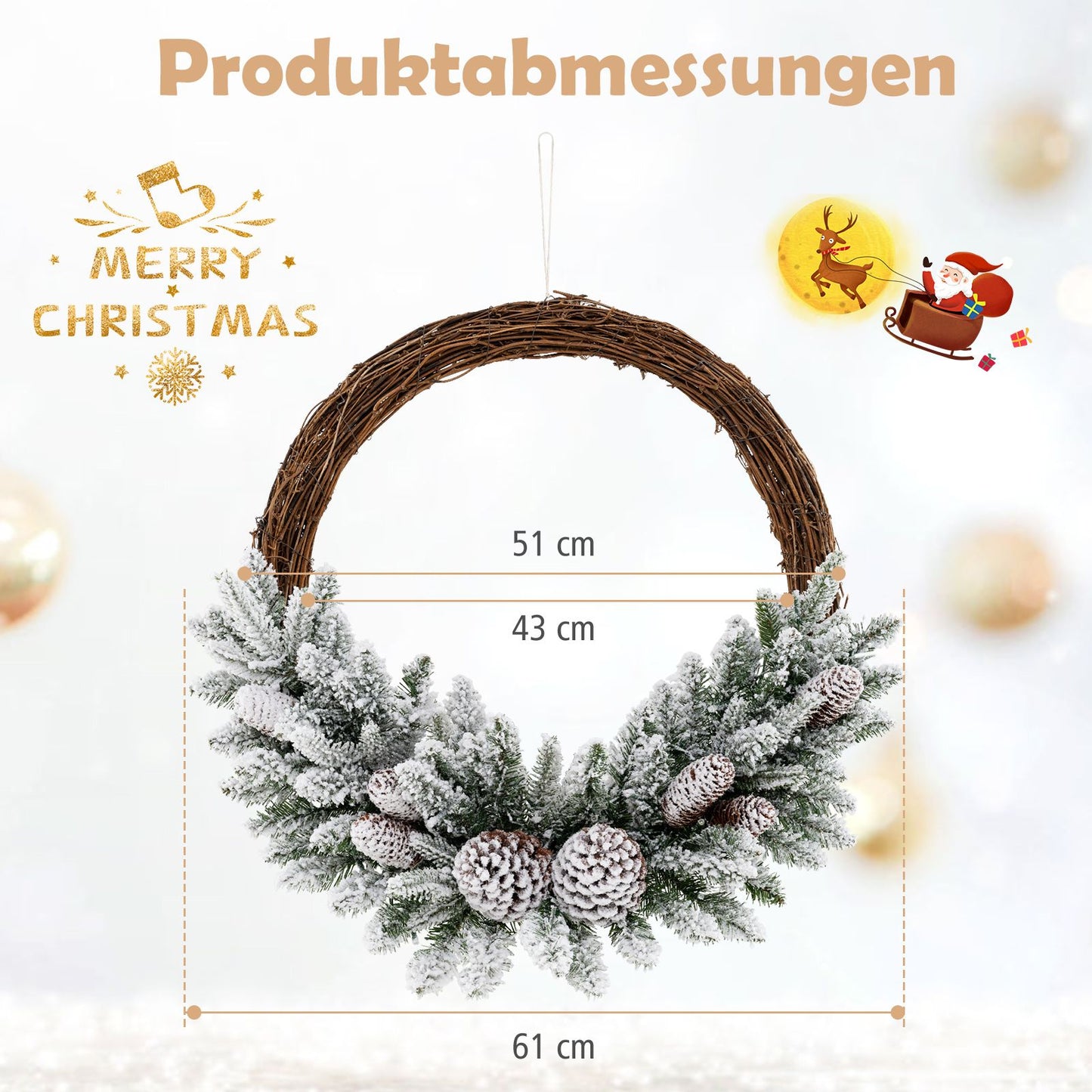Künstlicher Weihnachtskranz mit Beleuchtung