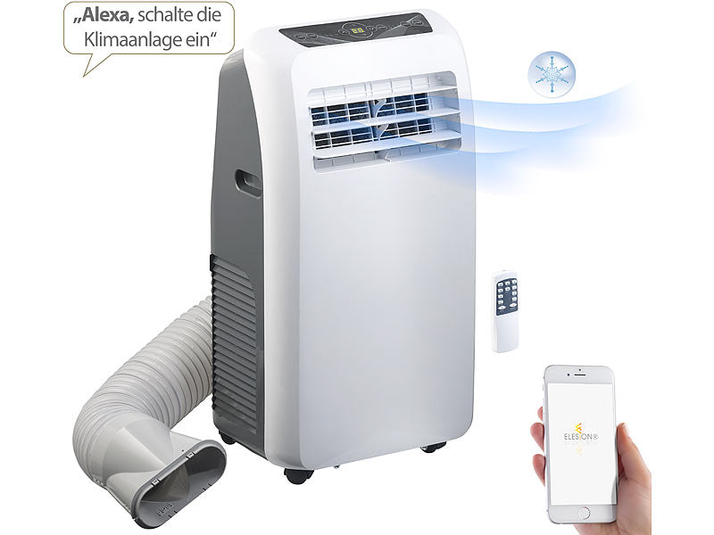 Sichler Klimaanlage Alexa: Mobile Klimaanlage, 9.000 BTU/h, 2.600 Watt, WLAN & App-Steuerung