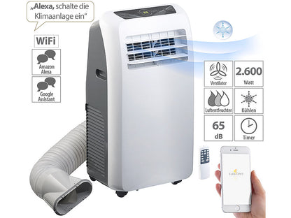 Sichler Klimaanlage Alexa: Mobile Klimaanlage, 9.000 BTU/h, 2.600 Watt, WLAN & App-Steuerung