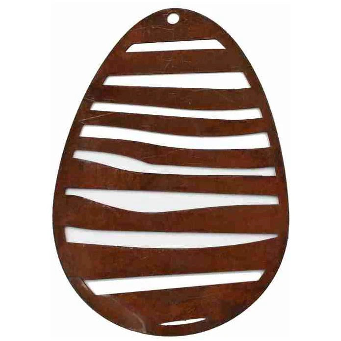 Rost Deko Ostereier Hängedeko im Streifenlook | Edelrost Ostereier zum Aufhängen