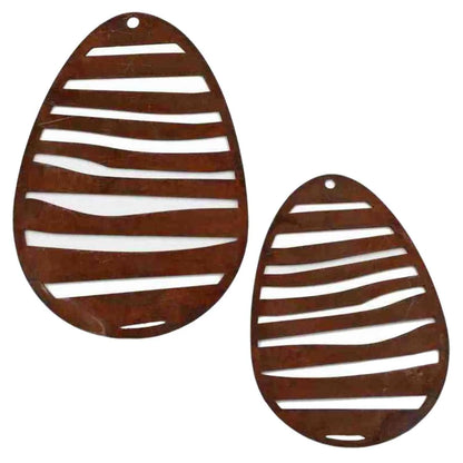 Rost Deko Ostereier Hängedeko im Streifenlook | Edelrost Ostereier zum Aufhängen