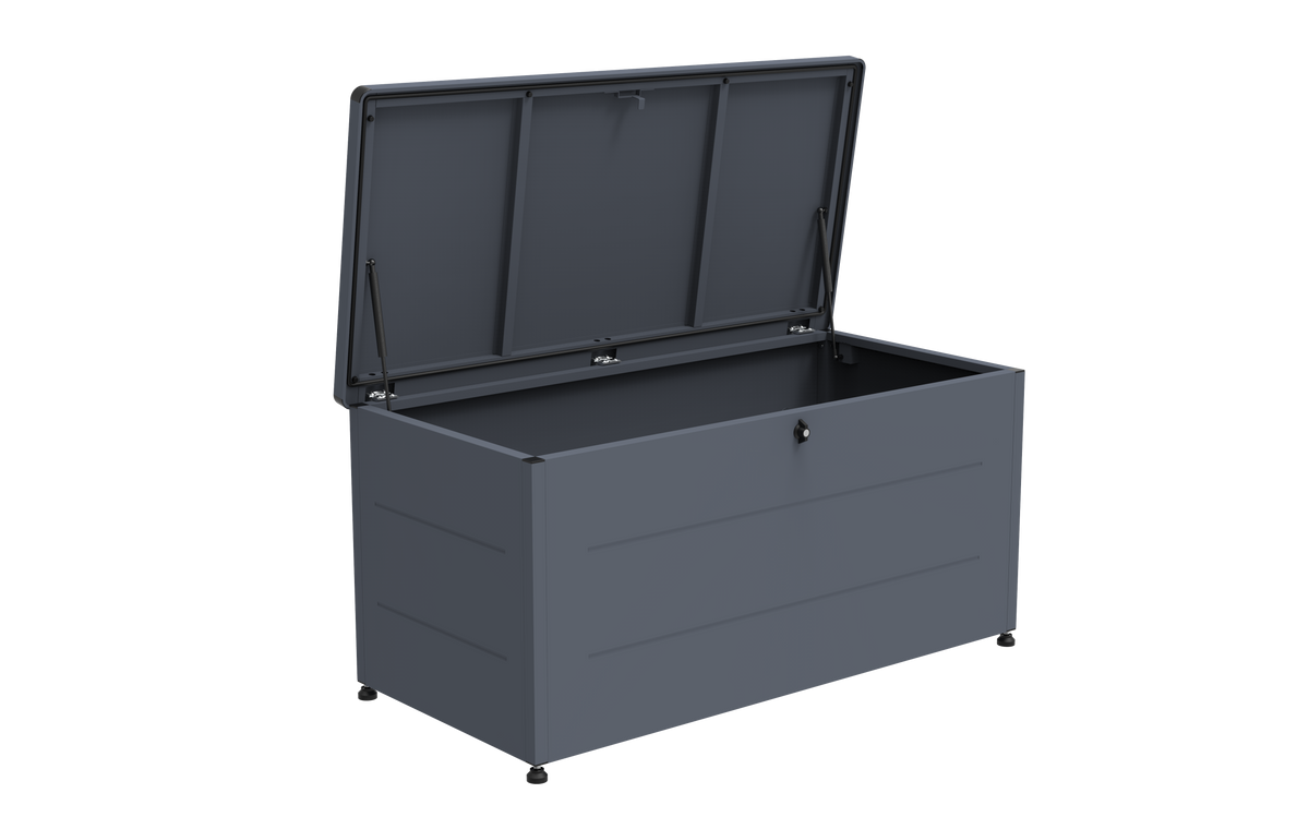 Garten-Auflagenbox 460 Liter aus verzinktem Stahl – pulverbeschichtete Outdoor-Aufbewahrungsbox, 136 × 66 × 67 cm