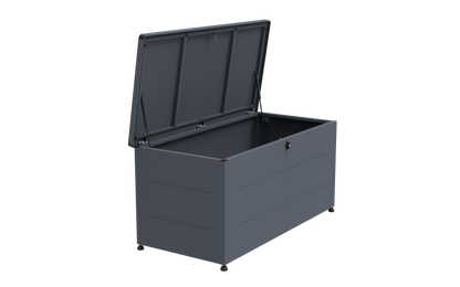 Garten-Auflagenbox 460 Liter aus verzinktem Stahl – pulverbeschichtete Outdoor-Aufbewahrungsbox, 136 × 66 × 67 cm