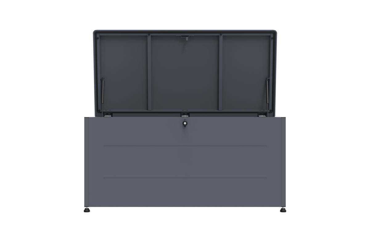 Garten-Auflagenbox 460 Liter aus verzinktem Stahl – pulverbeschichtete Outdoor-Aufbewahrungsbox, 136 × 66 × 67 cm