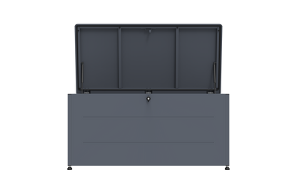 Garten-Auflagenbox 460 Liter aus verzinktem Stahl – pulverbeschichtete Outdoor-Aufbewahrungsbox, 136 × 66 × 67 cm