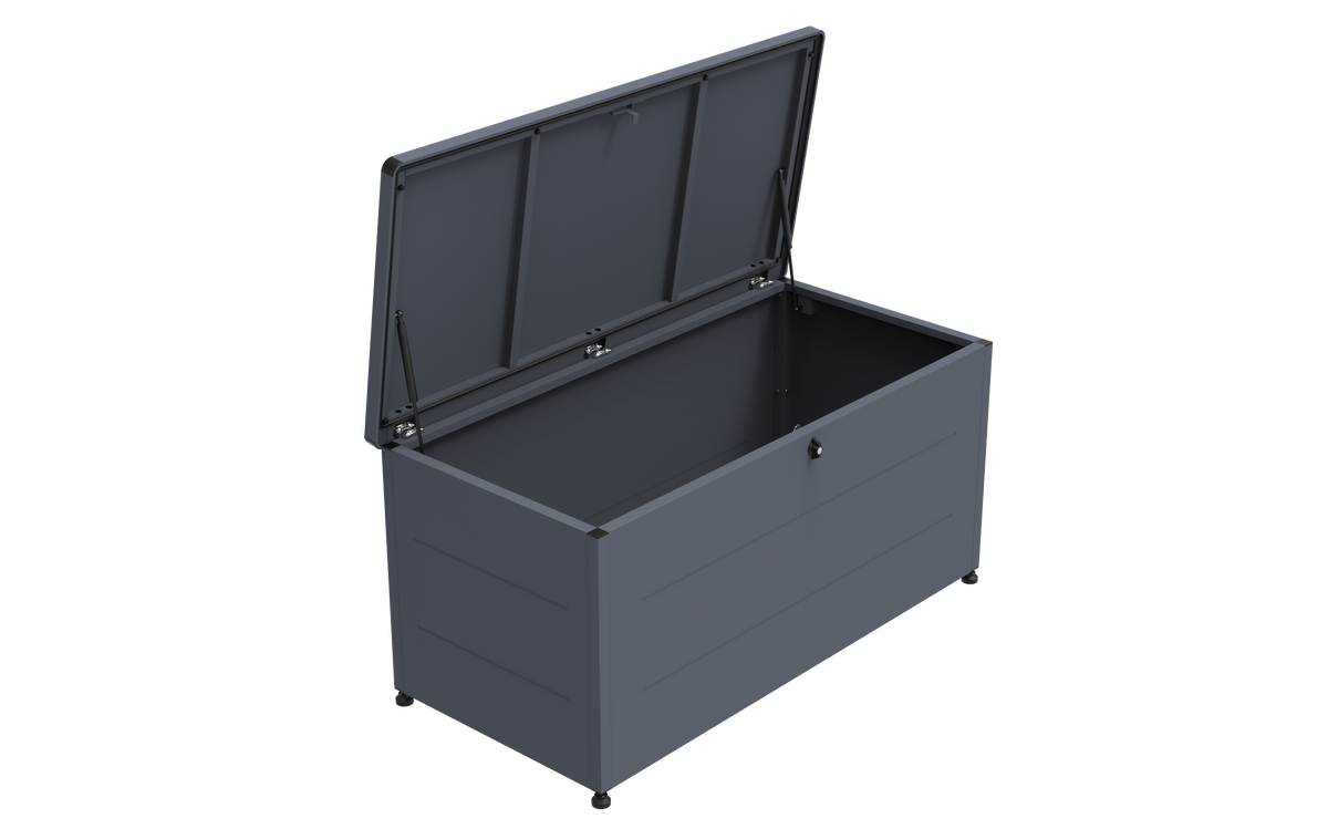 Garten-Auflagenbox 460 Liter aus verzinktem Stahl – pulverbeschichtete Outdoor-Aufbewahrungsbox, 136 × 66 × 67 cm
