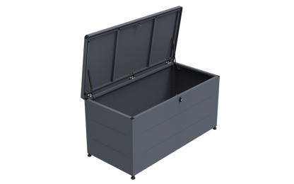 Garten-Auflagenbox 460 Liter aus verzinktem Stahl – pulverbeschichtete Outdoor-Aufbewahrungsbox, 136 × 66 × 67 cm