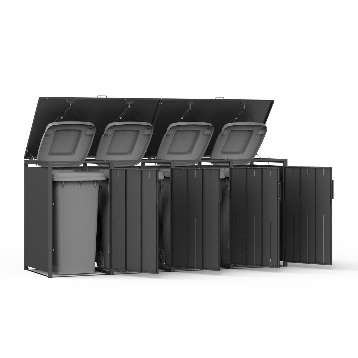 Mülltonnenbox 4-fach aus verzinktem Stahl – für 60 bis 240 Liter