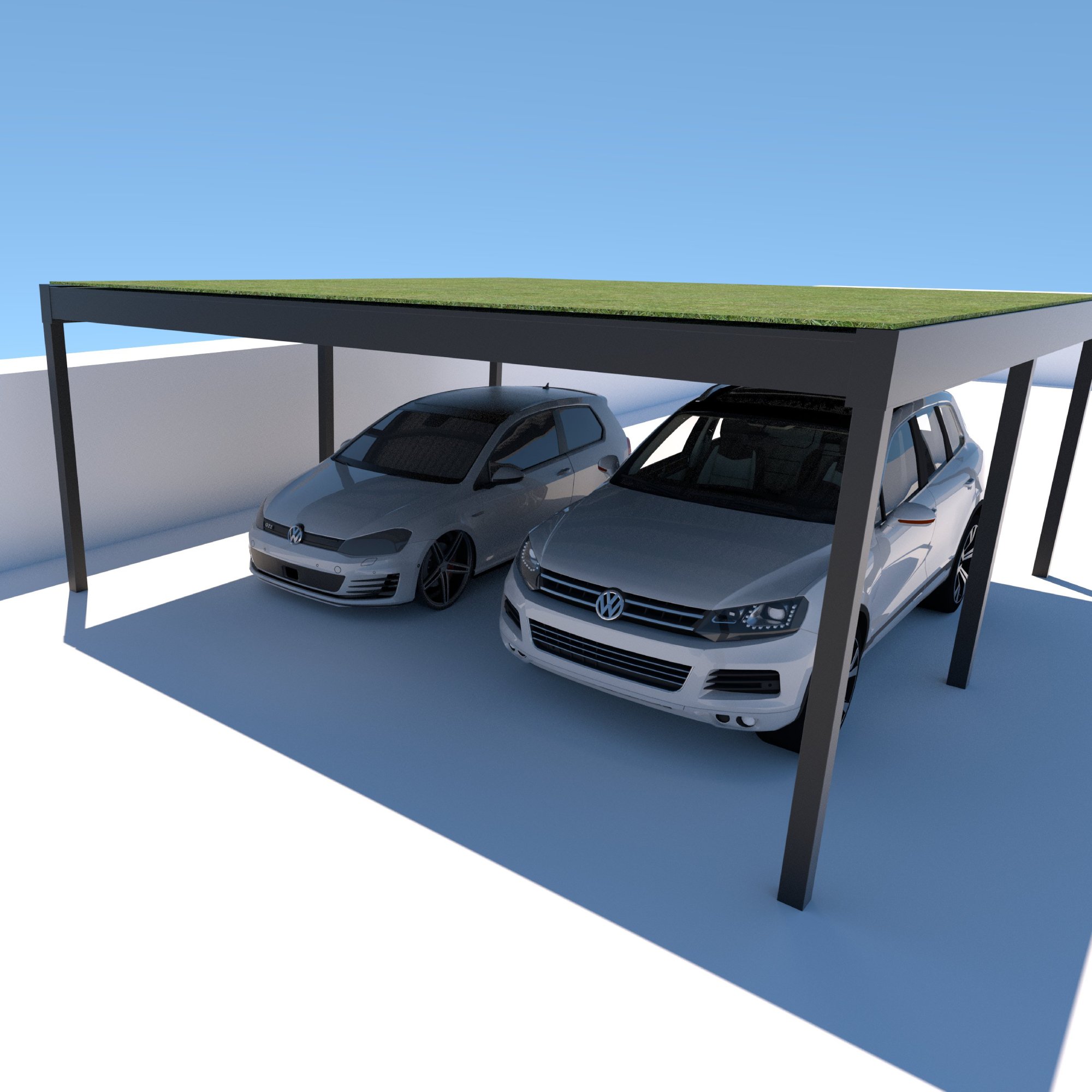 Flachdach-Doppelcarport C600+ (konfigurierbar)